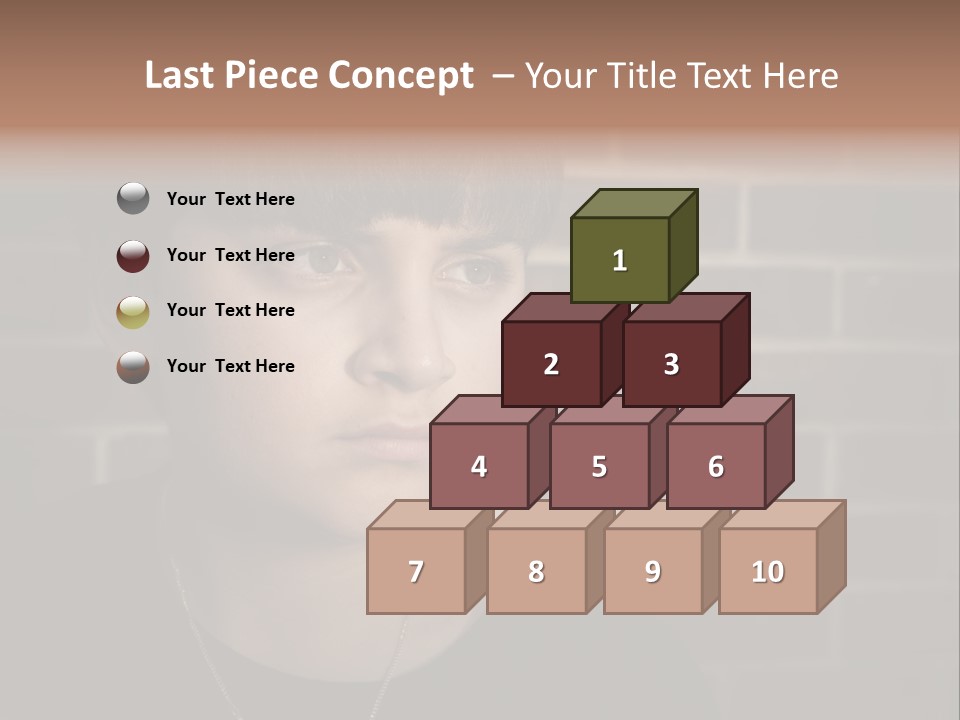 A Young Boy Is Looking At The Camera With A Brick Wall Behind Him PowerPoint Template