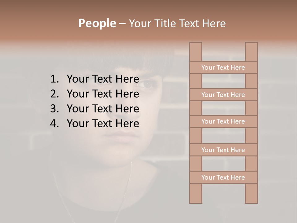 A Young Boy Is Looking At The Camera With A Brick Wall Behind Him PowerPoint Template