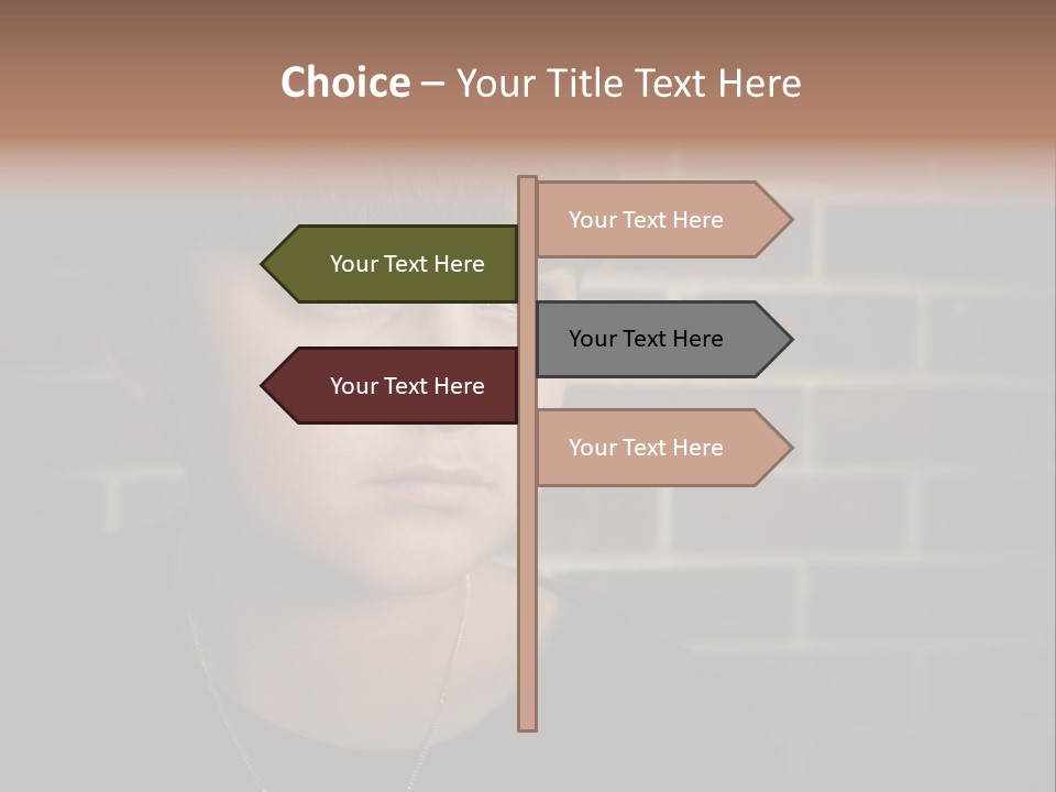 A Young Boy Is Looking At The Camera With A Brick Wall Behind Him PowerPoint Template