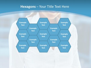 A Woman In A White Shirt Is Smiling For The Camera PowerPoint Template