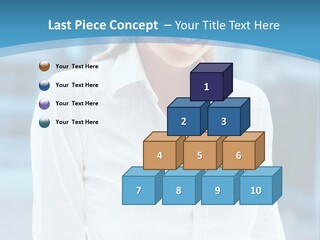 A Woman In A White Shirt Is Smiling For The Camera PowerPoint Template