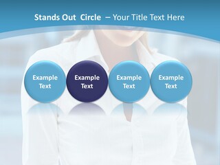 A Woman In A White Shirt Is Smiling For The Camera PowerPoint Template