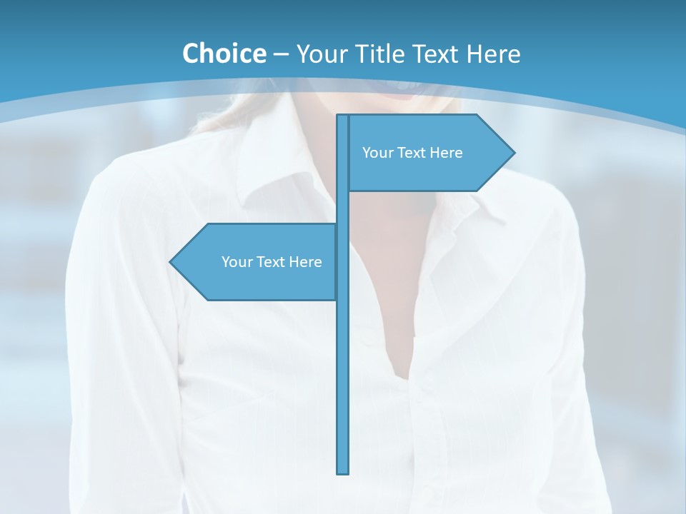 A Woman In A White Shirt Is Smiling For The Camera PowerPoint Template