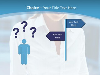 A Woman In A White Shirt Is Smiling For The Camera PowerPoint Template