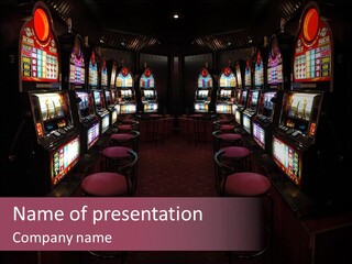 Slotmachine Gaming Blue PowerPoint Template