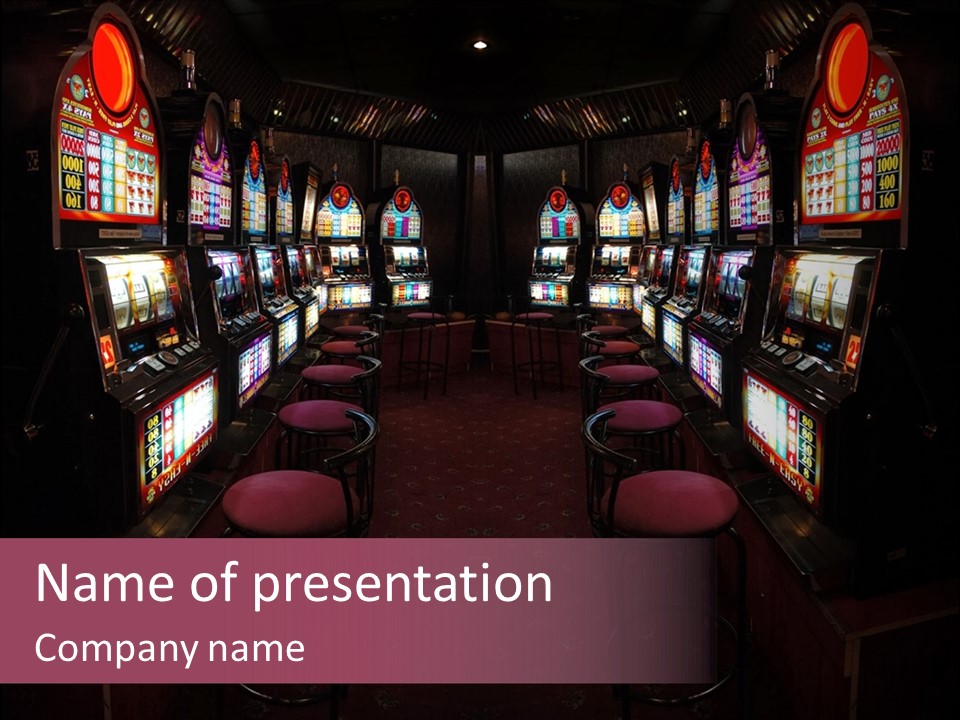 Slotmachine Gaming Blue PowerPoint Template