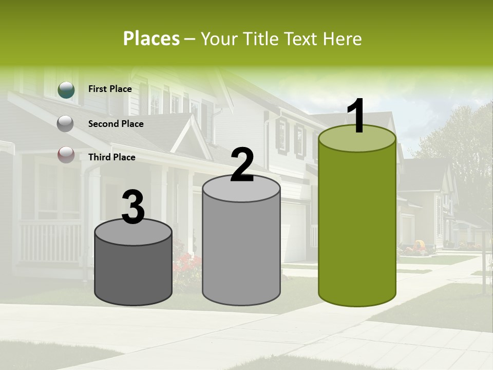 A Row Of Houses With Landscaping In Front Of Them PowerPoint Template