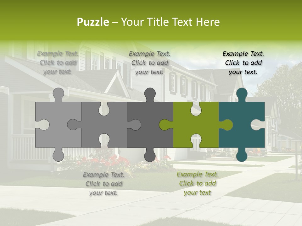 A Row Of Houses With Landscaping In Front Of Them PowerPoint Template