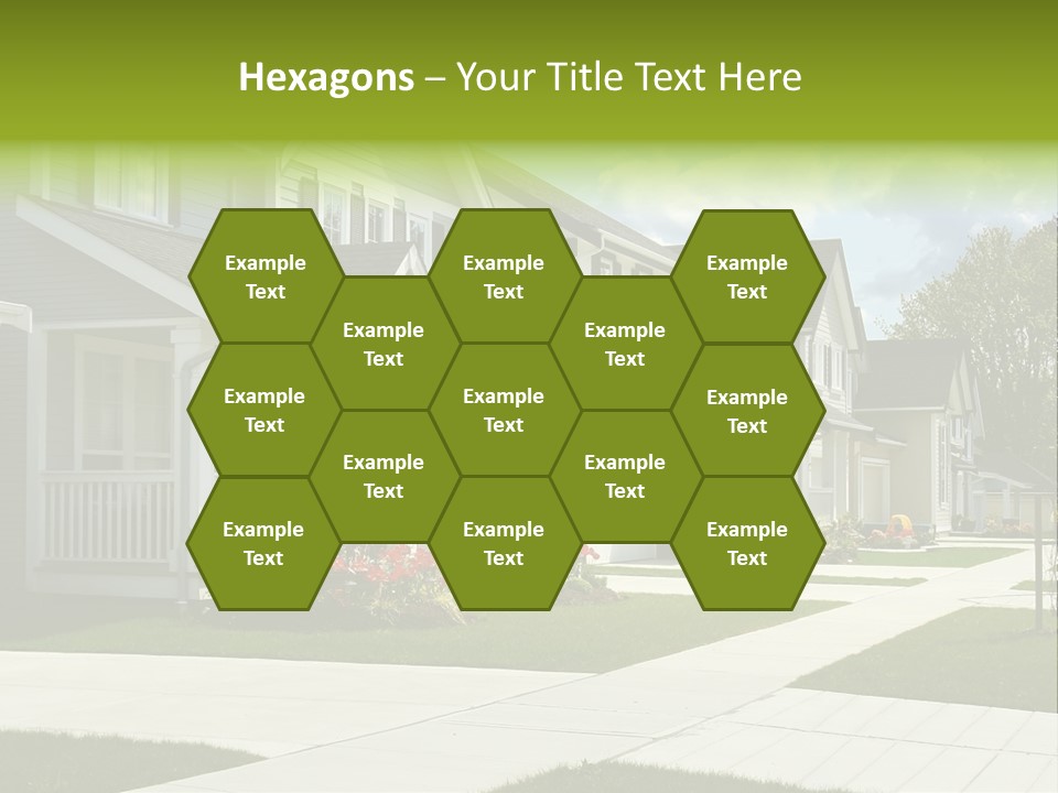 A Row Of Houses With Landscaping In Front Of Them PowerPoint Template