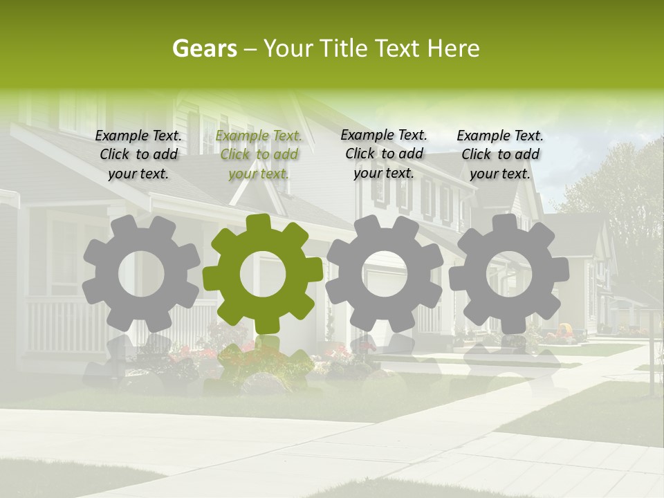 A Row Of Houses With Landscaping In Front Of Them PowerPoint Template