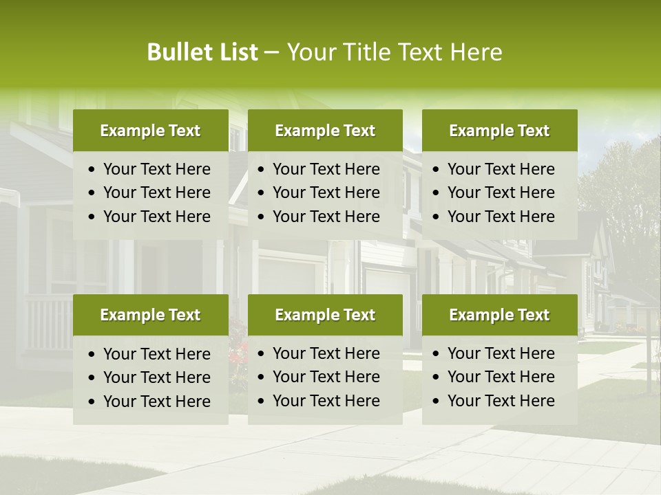 A Row Of Houses With Landscaping In Front Of Them PowerPoint Template