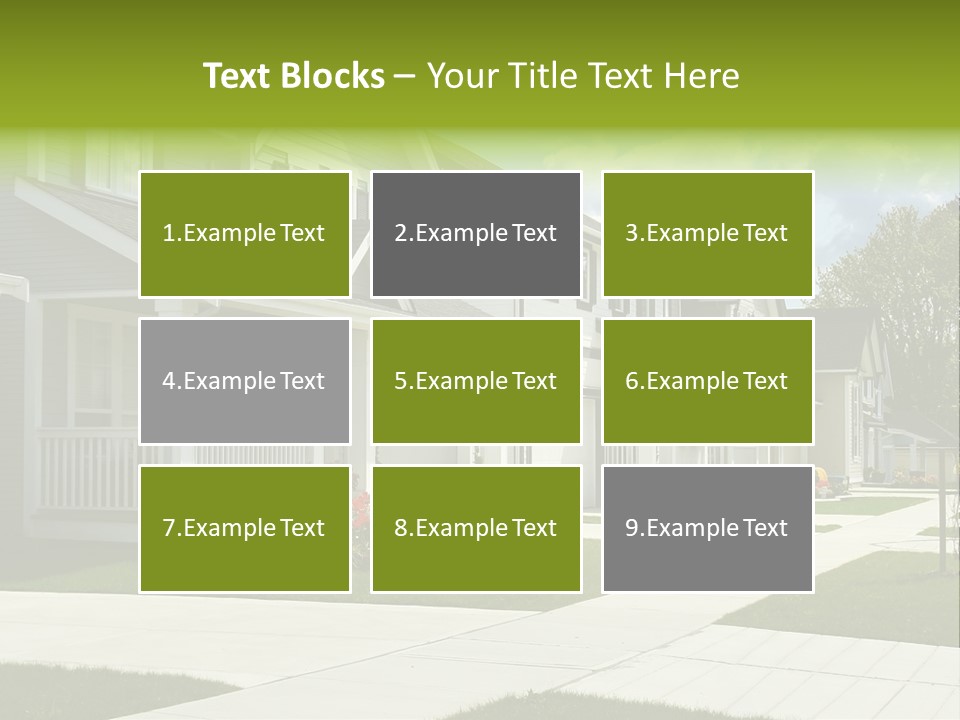 A Row Of Houses With Landscaping In Front Of Them PowerPoint Template