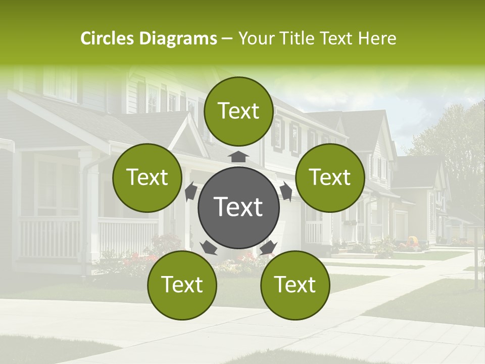 A Row Of Houses With Landscaping In Front Of Them PowerPoint Template