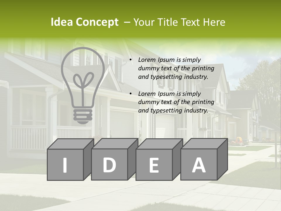 A Row Of Houses With Landscaping In Front Of Them PowerPoint Template