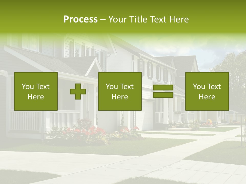 A Row Of Houses With Landscaping In Front Of Them PowerPoint Template