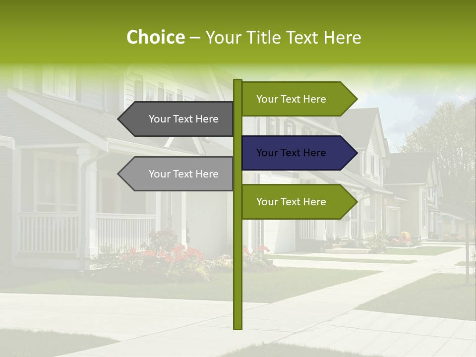 A Row Of Houses With Landscaping In Front Of Them PowerPoint Template