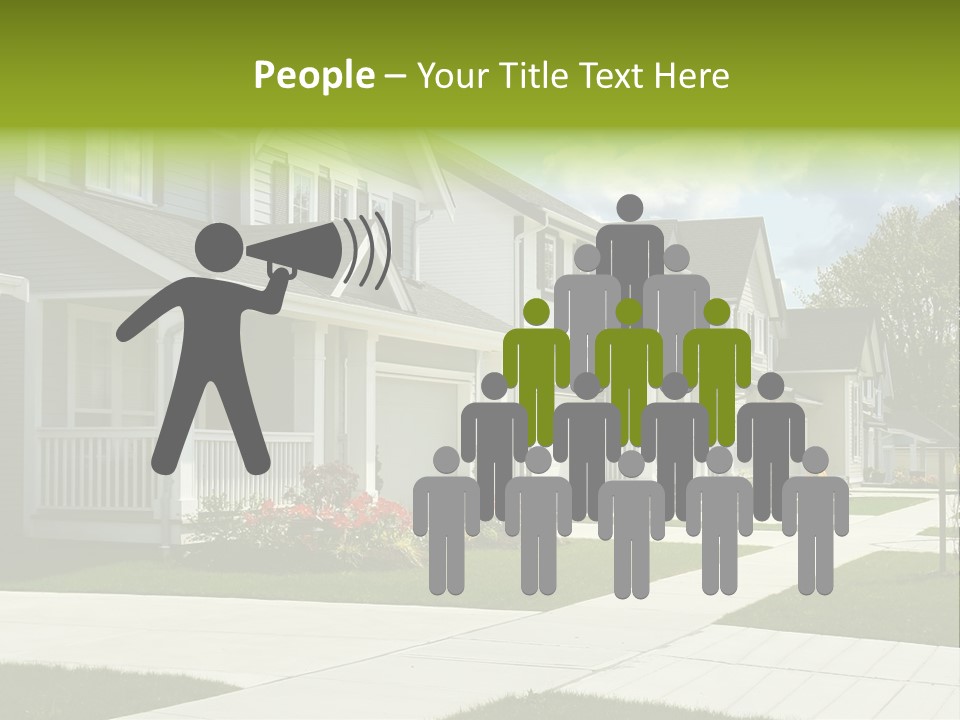 A Row Of Houses With Landscaping In Front Of Them PowerPoint Template