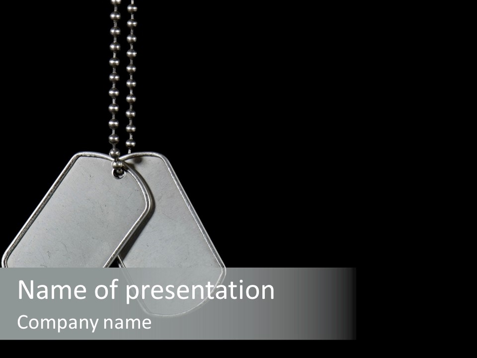 A Dog Tag On A Chain With A Black Background PowerPoint Template