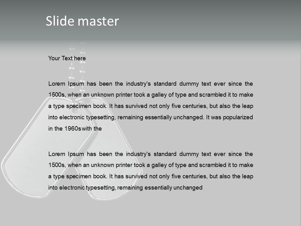 A Dog Tag On A Chain With A Black Background PowerPoint Template