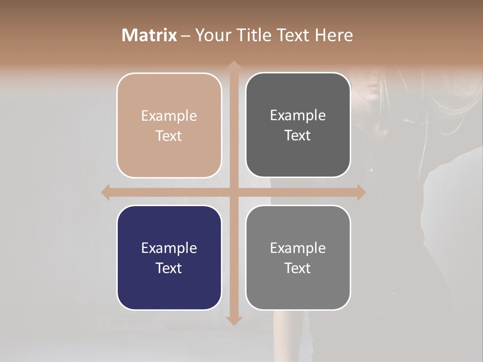 A Woman In Black Is Posing With Her Hair Blowing In The Wind PowerPoint Template