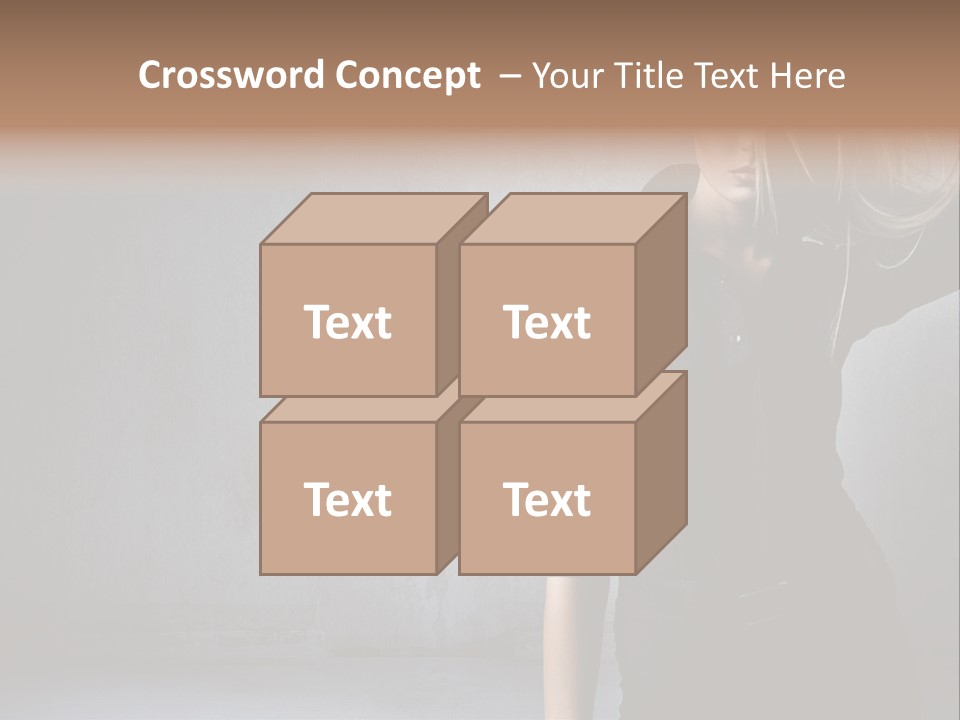 A Woman In Black Is Posing With Her Hair Blowing In The Wind PowerPoint Template