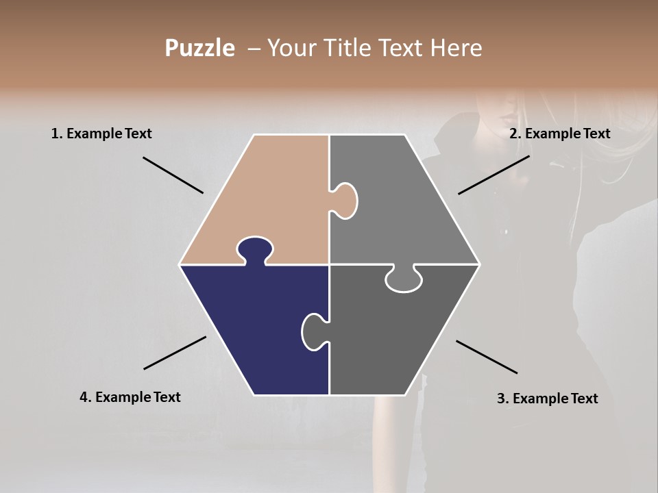 A Woman In Black Is Posing With Her Hair Blowing In The Wind PowerPoint Template