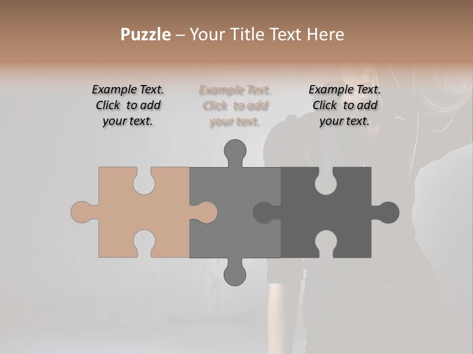 A Woman In Black Is Posing With Her Hair Blowing In The Wind PowerPoint Template