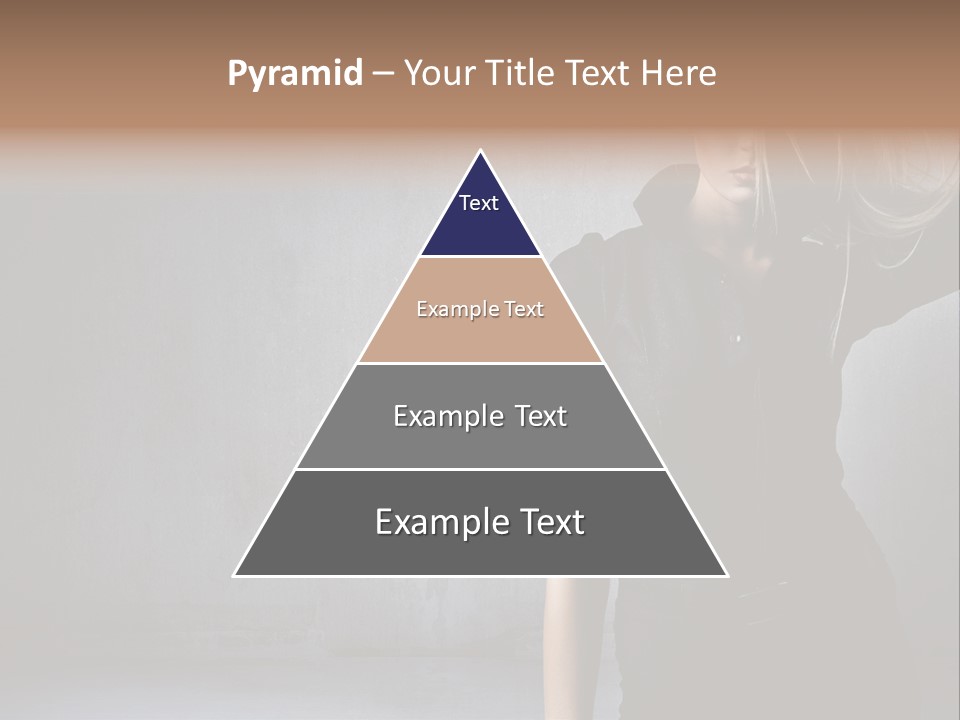 A Woman In Black Is Posing With Her Hair Blowing In The Wind PowerPoint Template