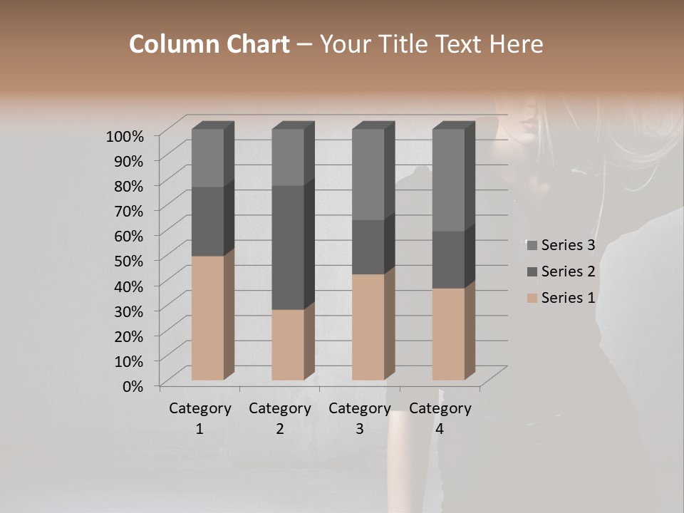 A Woman In Black Is Posing With Her Hair Blowing In The Wind PowerPoint Template