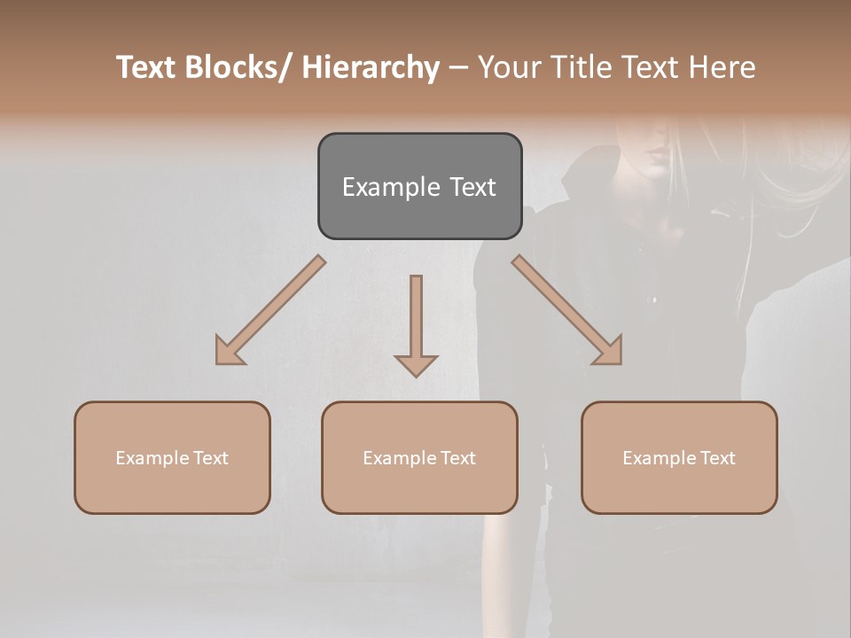 A Woman In Black Is Posing With Her Hair Blowing In The Wind PowerPoint Template