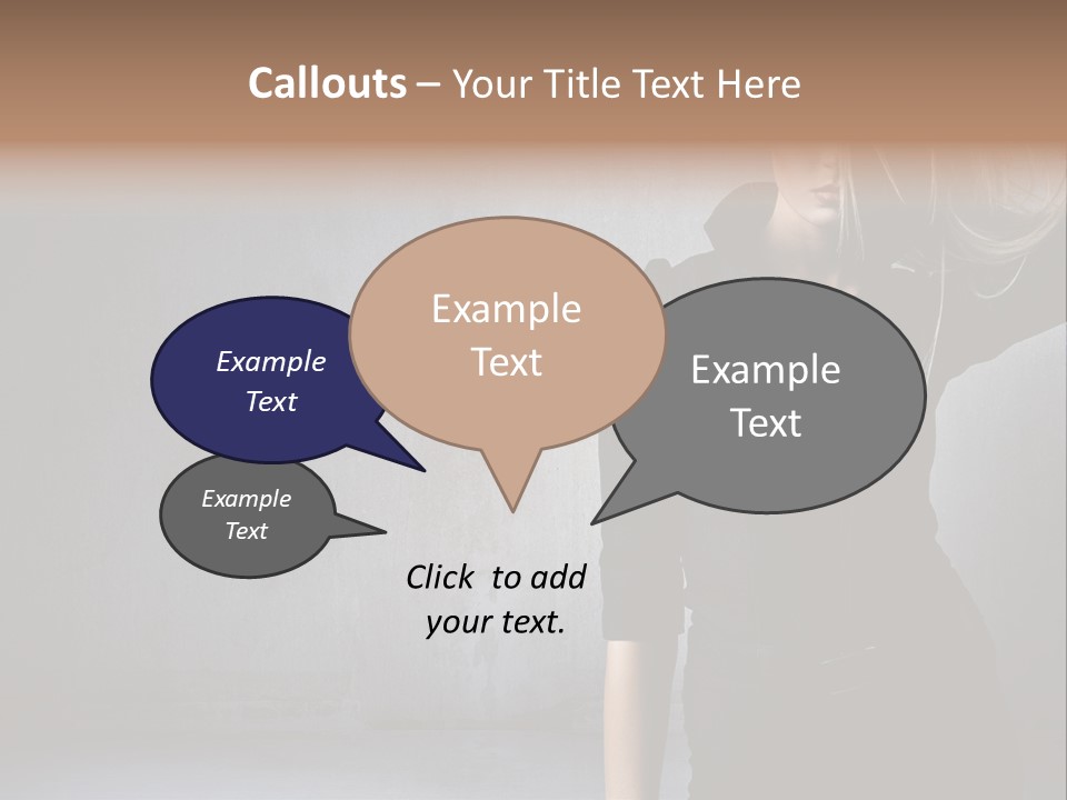 A Woman In Black Is Posing With Her Hair Blowing In The Wind PowerPoint Template