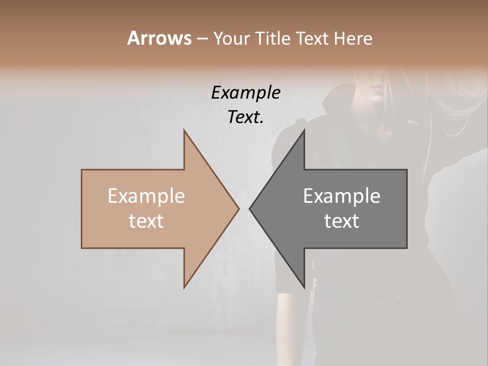 A Woman In Black Is Posing With Her Hair Blowing In The Wind PowerPoint Template