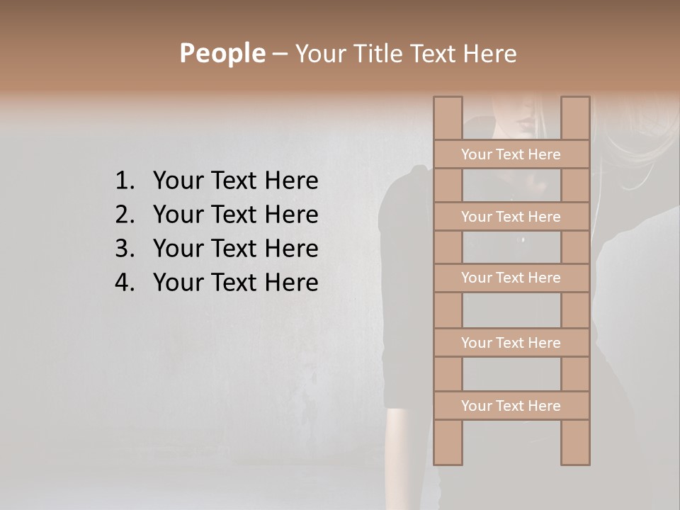 A Woman In Black Is Posing With Her Hair Blowing In The Wind PowerPoint Template