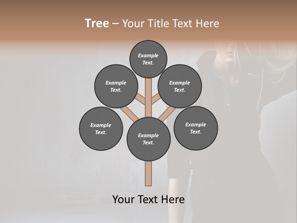 A Woman In Black Is Posing With Her Hair Blowing In The Wind PowerPoint Template