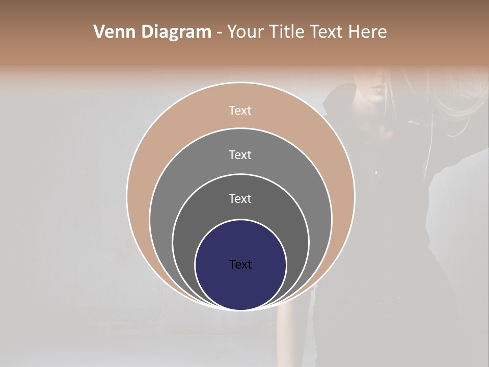 A Woman In Black Is Posing With Her Hair Blowing In The Wind PowerPoint Template