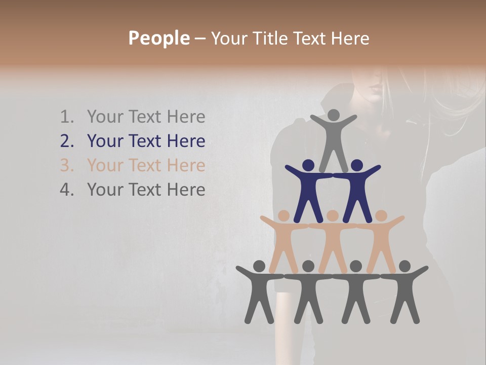 A Woman In Black Is Posing With Her Hair Blowing In The Wind PowerPoint Template