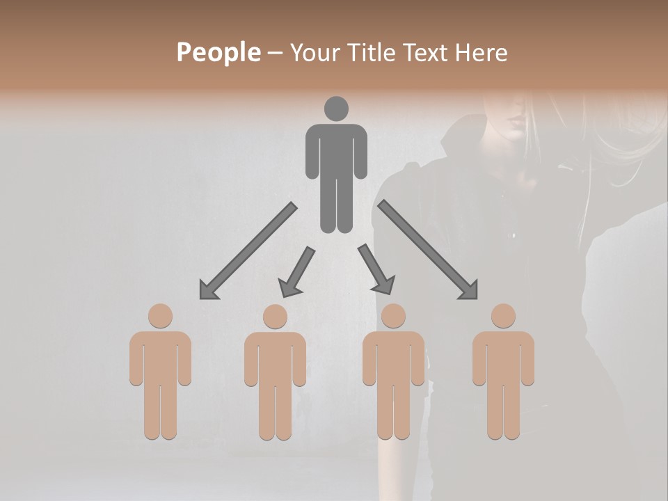 A Woman In Black Is Posing With Her Hair Blowing In The Wind PowerPoint Template