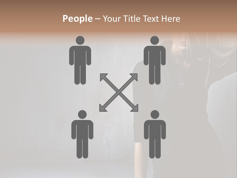 A Woman In Black Is Posing With Her Hair Blowing In The Wind PowerPoint Template