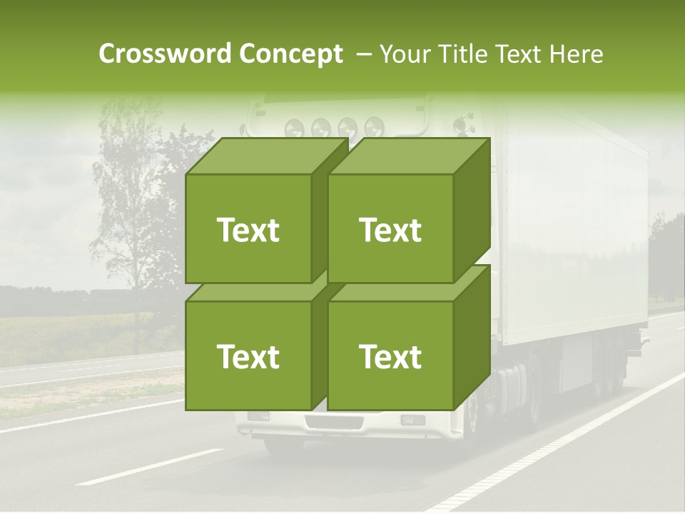 A Large White Truck Driving Down A Road PowerPoint Template