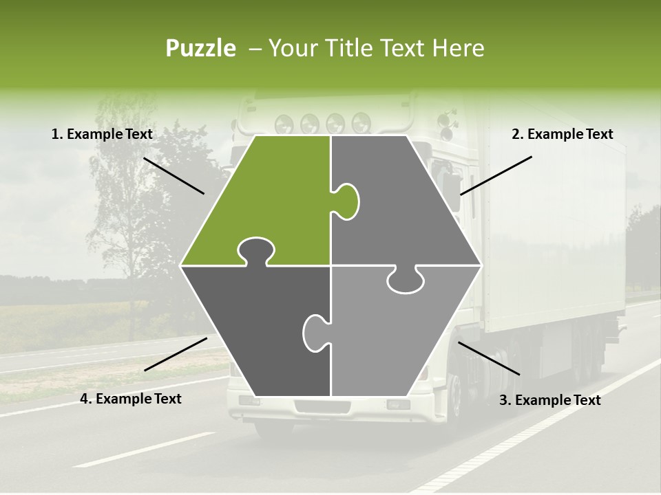 A Large White Truck Driving Down A Road PowerPoint Template