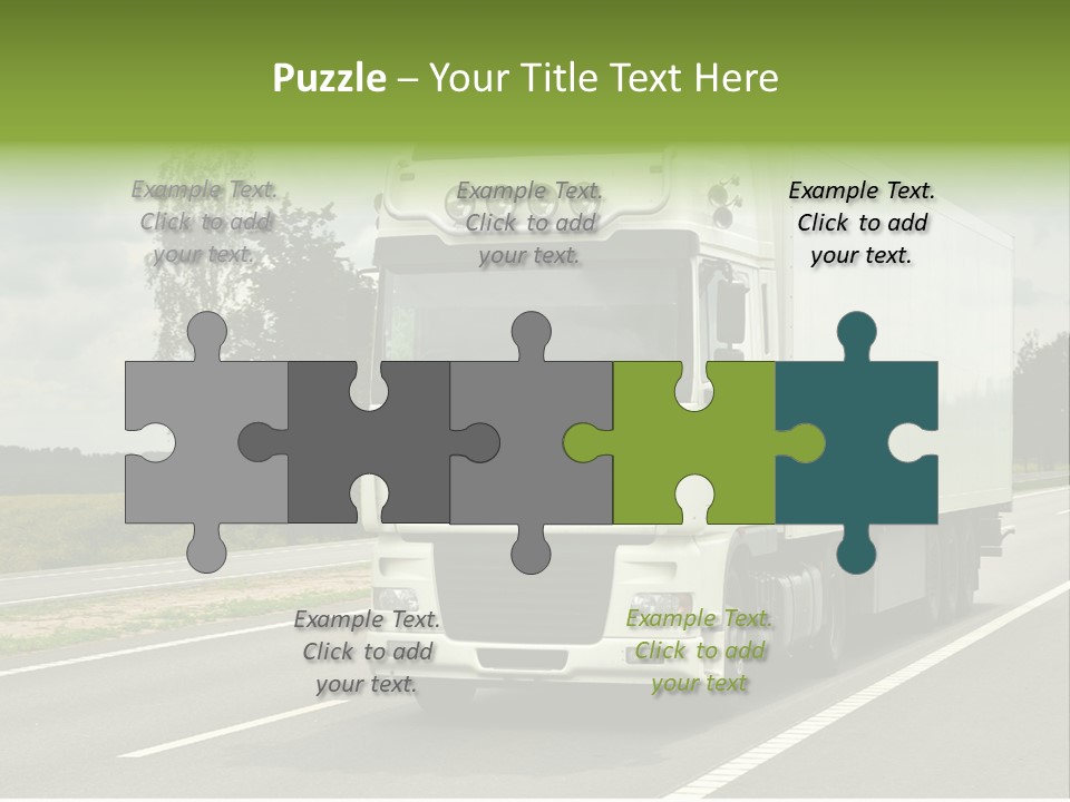 A Large White Truck Driving Down A Road PowerPoint Template
