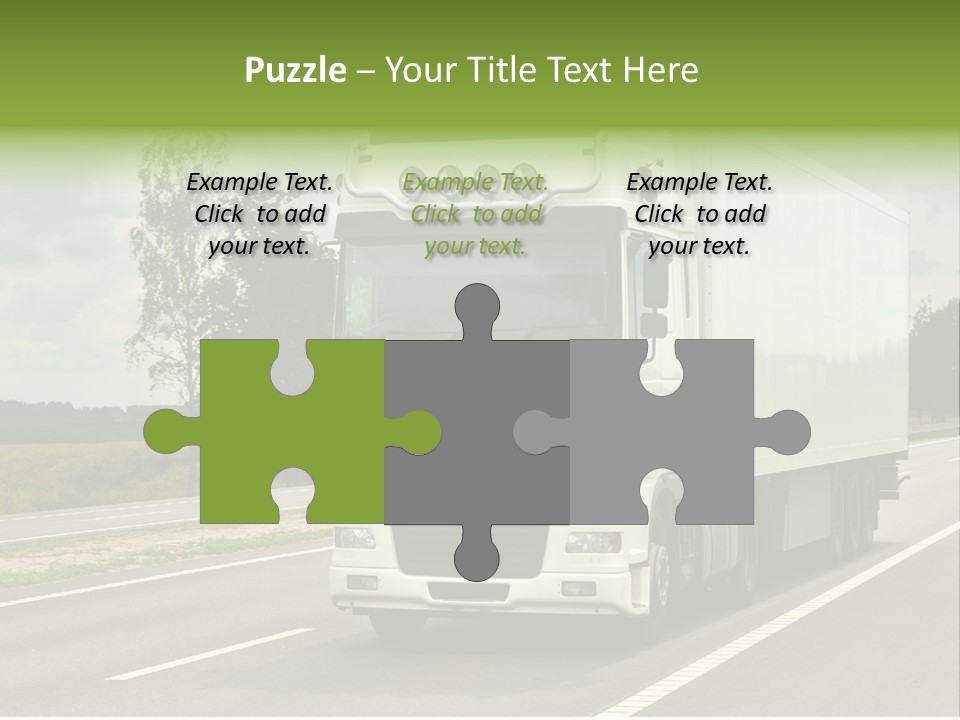 A Large White Truck Driving Down A Road PowerPoint Template