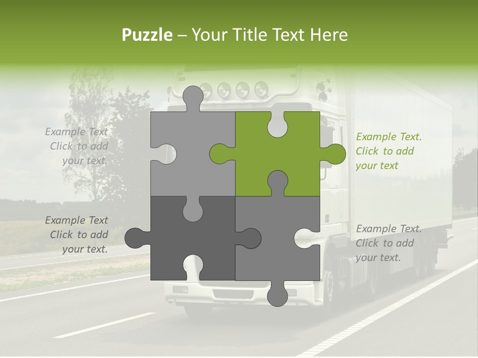 A Large White Truck Driving Down A Road PowerPoint Template