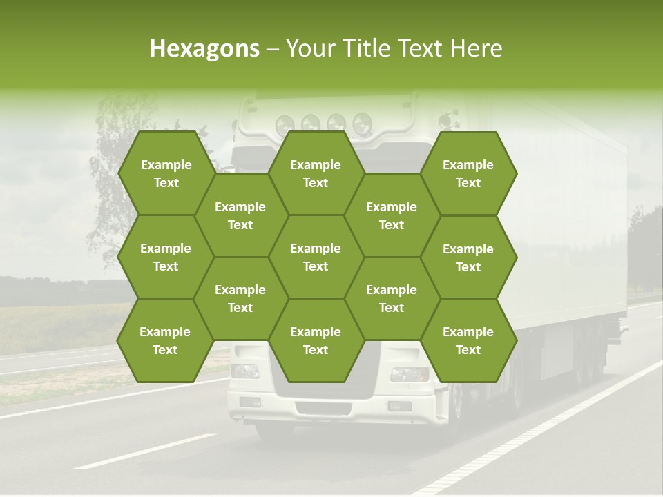 A Large White Truck Driving Down A Road PowerPoint Template