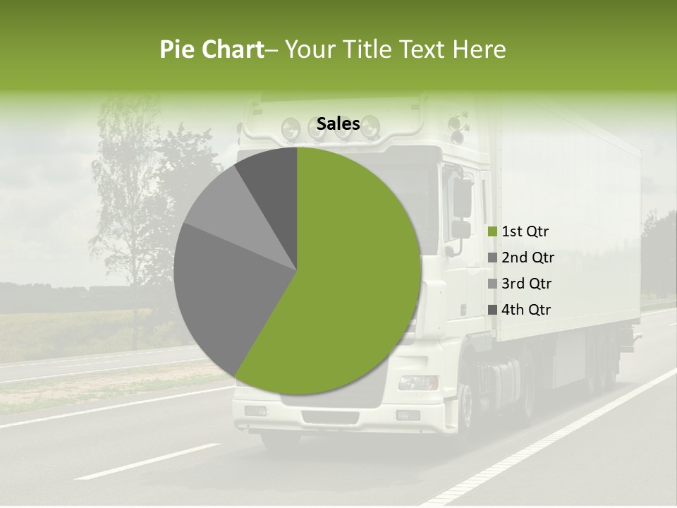 A Large White Truck Driving Down A Road PowerPoint Template