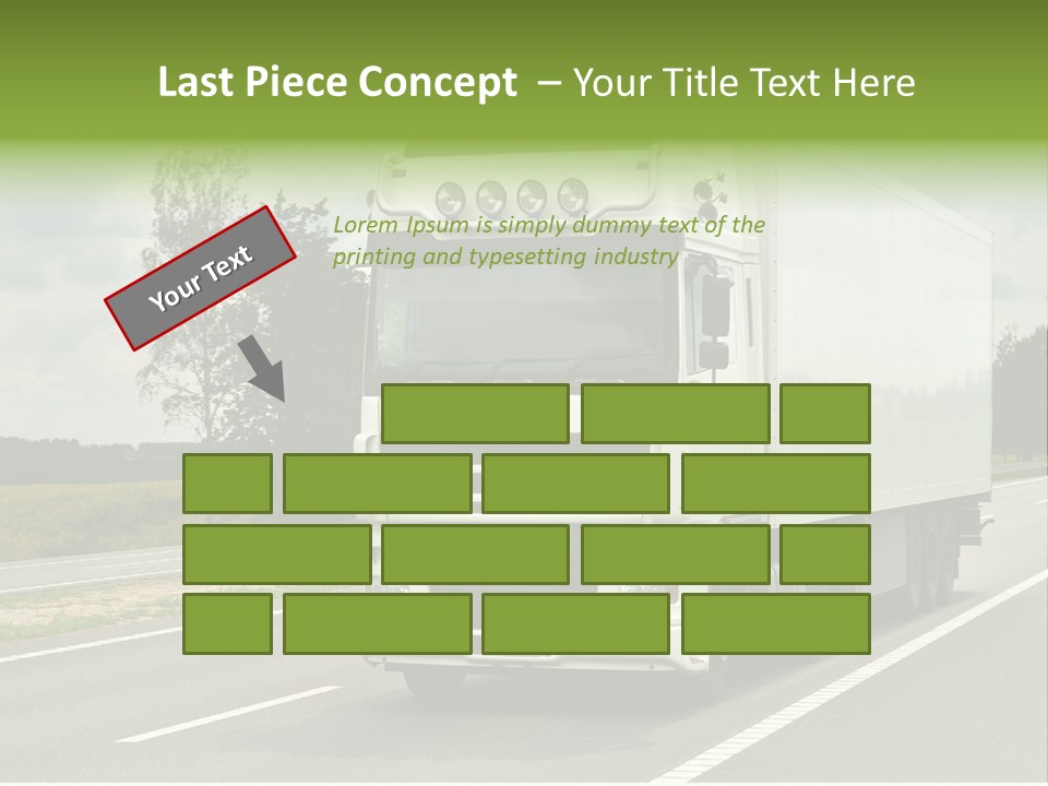 A Large White Truck Driving Down A Road PowerPoint Template