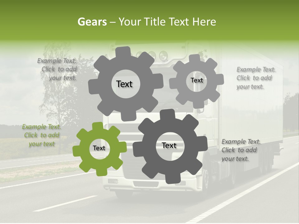 A Large White Truck Driving Down A Road PowerPoint Template