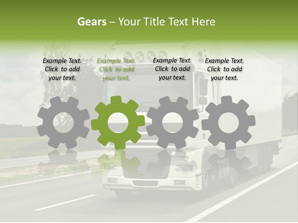 A Large White Truck Driving Down A Road PowerPoint Template