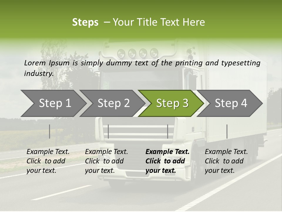 A Large White Truck Driving Down A Road PowerPoint Template
