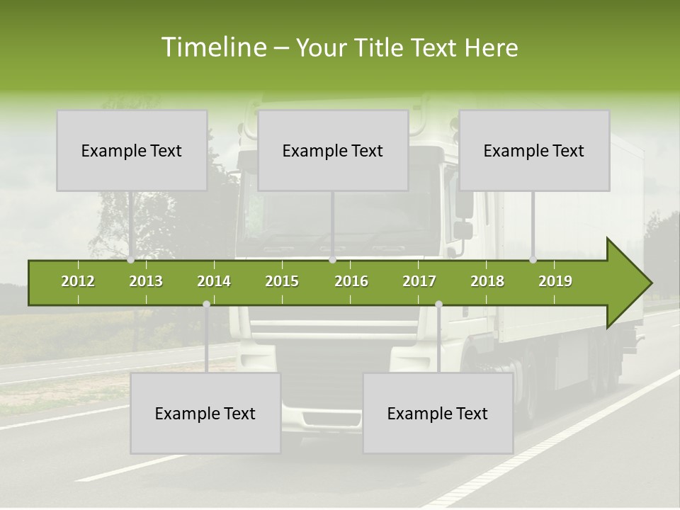 A Large White Truck Driving Down A Road PowerPoint Template